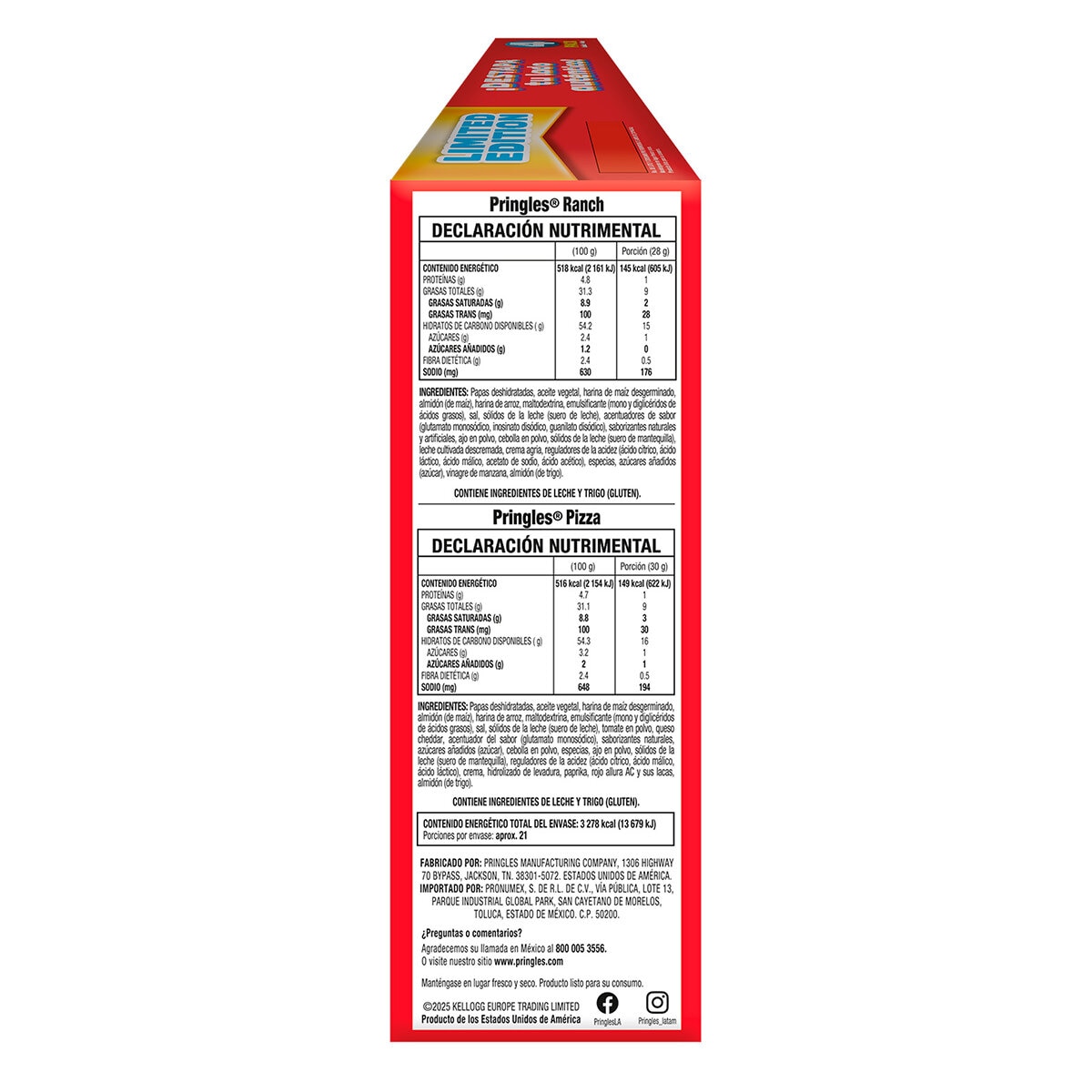 Pringles Botanas Crujientes a Base de Papa Sabores Surtidos 4/158 g