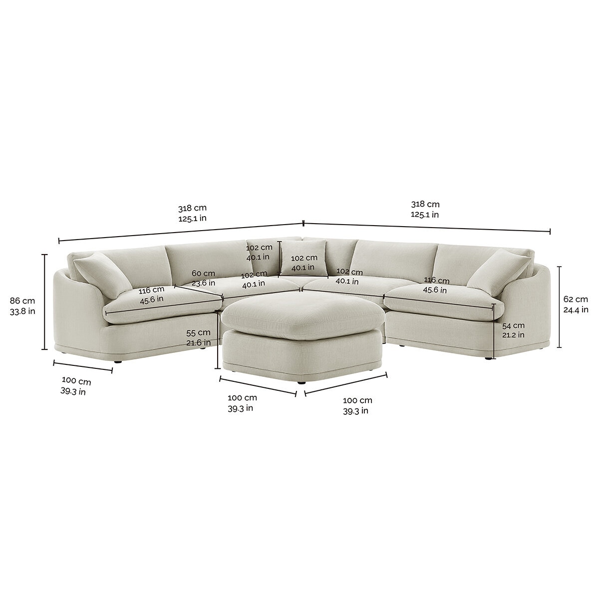 Aiden & Ivy, Hartley, Sofá Modular de Tela de 6 Piezas Aiden & Ivy, Hartley, Sofá Modular de Tela de 6 Piezas
