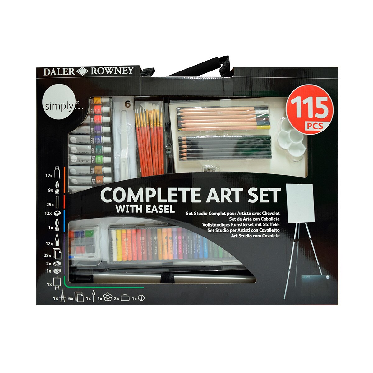 Daler & Rowney Set de Arte con Caballete 115 Piezas
