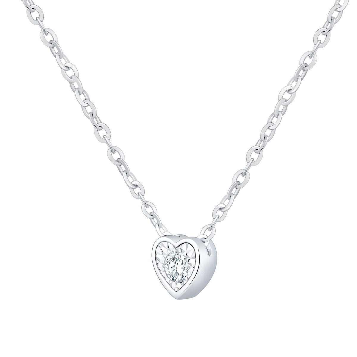 Collar de Diamantes 0.14 CTW, con Dije de Corazón , Oro 14K