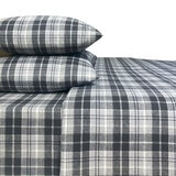 Flannel From Portugal, Juego de Sábanas de Franela, Tamaño Queen 4 Piezas, Gray Plaid