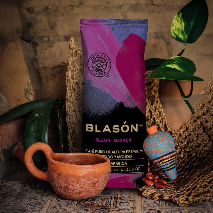 Blason Pluma Oaxaca Cafe puro y Molido Tostado Premium 1 kg