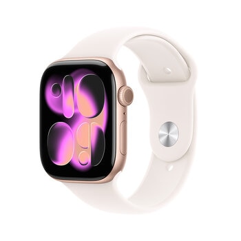 Apple Watch Series 11 (GPS) 46mm Aluminio Oro Rosa + Correa Deportiva Rubor Claro - Talla S/M