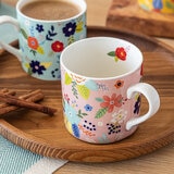 Over&Back Juego de 6 Tazas de Cerámica Florales de 414 mL