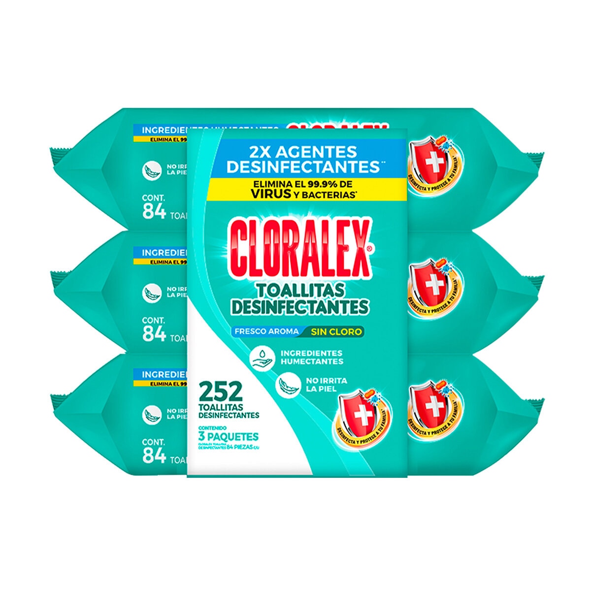 Cloralex Toallitas Desinfectantes sin Cloro 252 pzas