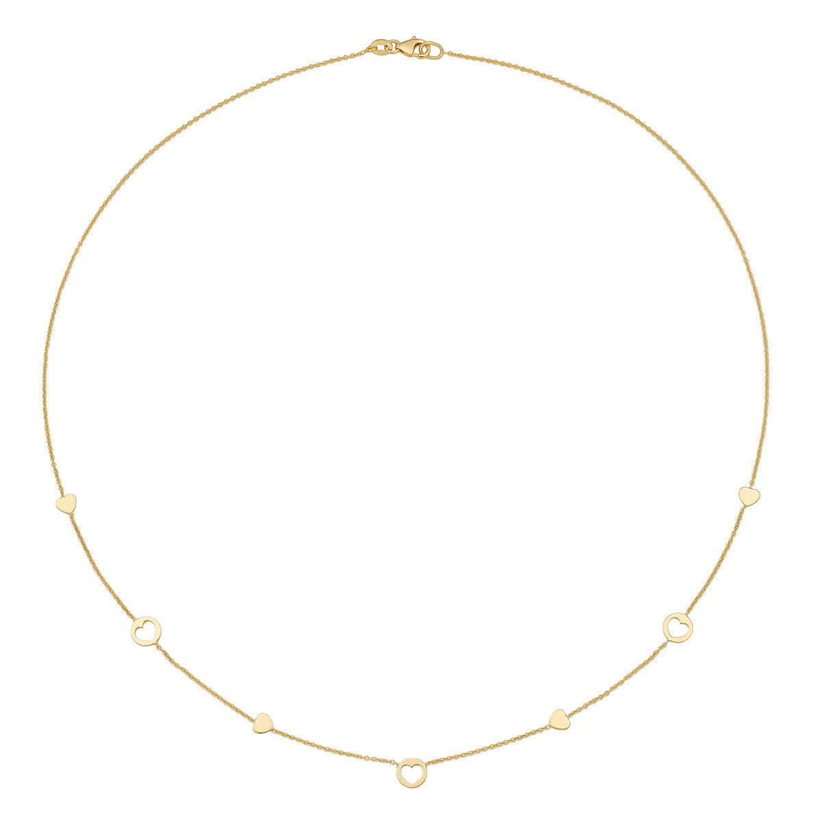 Collar de Corazones, 45.72cm, Oro Amarillo 14K Collar de Corazones, 45.72cm, Oro Amarillo 14K