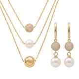 Ablime, Juego Dorado de Collar con 3 cadenas y Aretes Ablime, Juego Dorado de Collar con 3 cadenas y Aretes