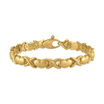 Pulsera de Corazones, Oro Amarillo 14K