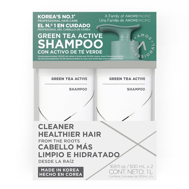 Amos Professional Shampoo de Té Verde 2 pzas de 500ml Amos Professional Shampoo de Té Verde 2 pzas de 500ml