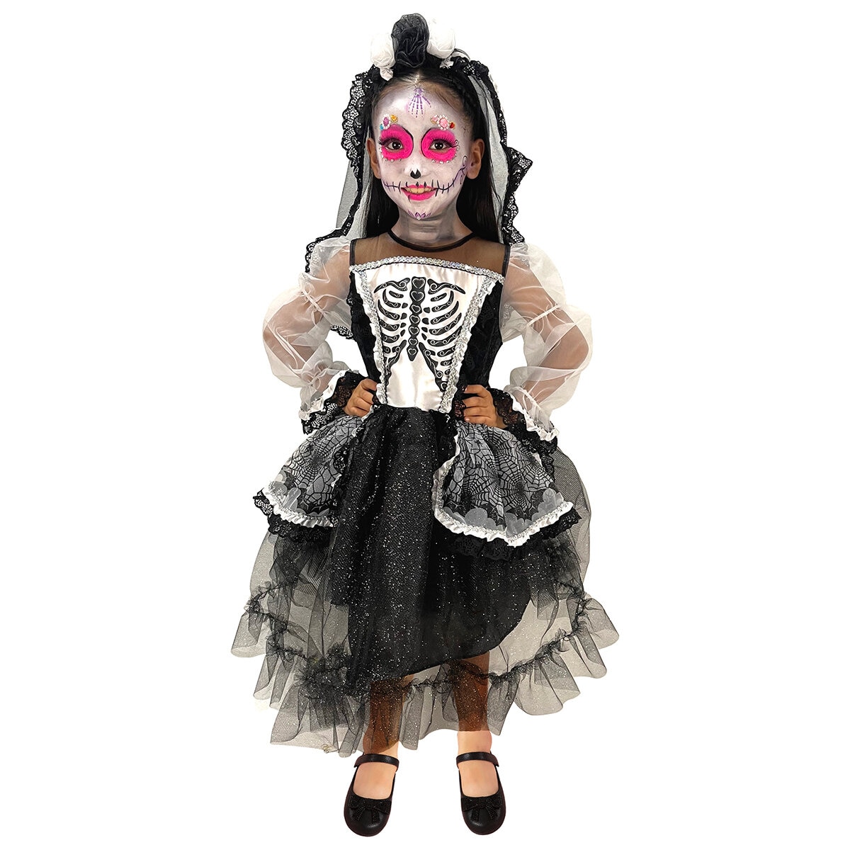  Creepy Monster Disfraz para Niña Catrina Blanca
