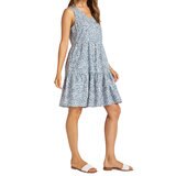 Matty M Vestido Tipo Lino para Dama Azul Grande