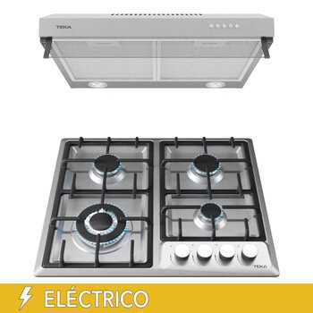 Teka Combo de campana con visera + Parrilla de 4 quemadores de 60 cm Acero Inoxidable