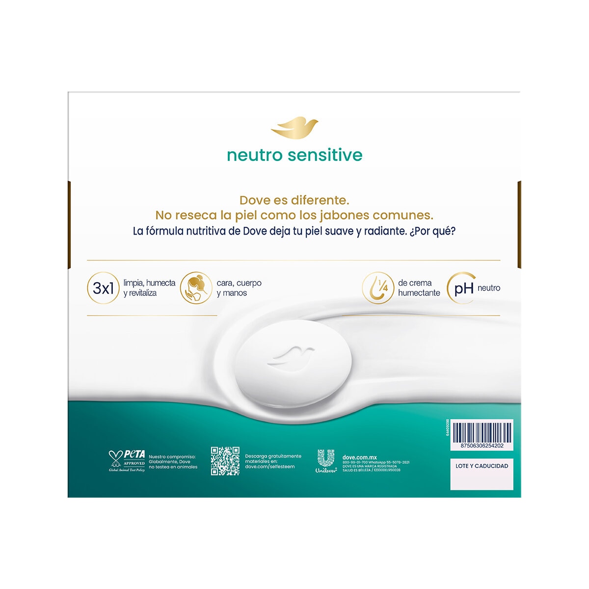 Dove Neutro Sensitive Jabón en Barra 14 pzas de 135 gr