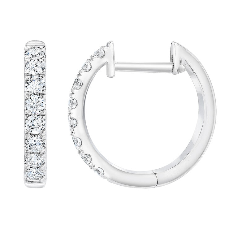 Aretes, Arracadas de Diamantes 0.35ctw, Oro Blanco 14K