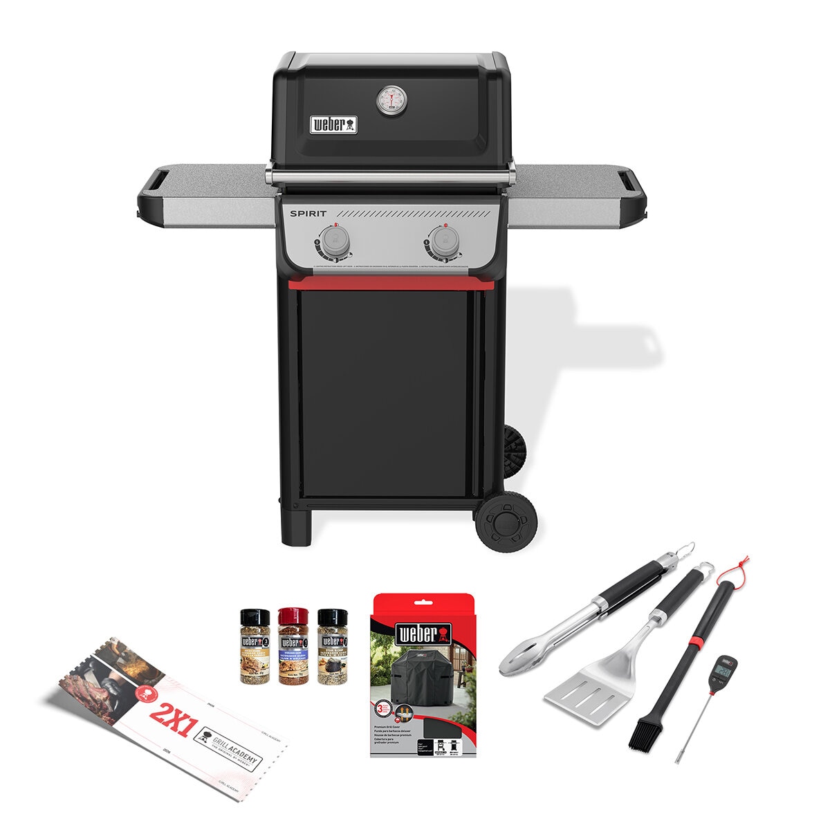 Weber, Spirit E210 Asador de Gas + accesorios + Grill Academy