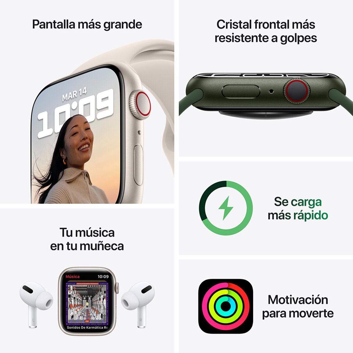 Apple Watch Nike S7 (GPS + Celular) Caja de aluminio medianoche 45mm con correa deportiva antracita/negra