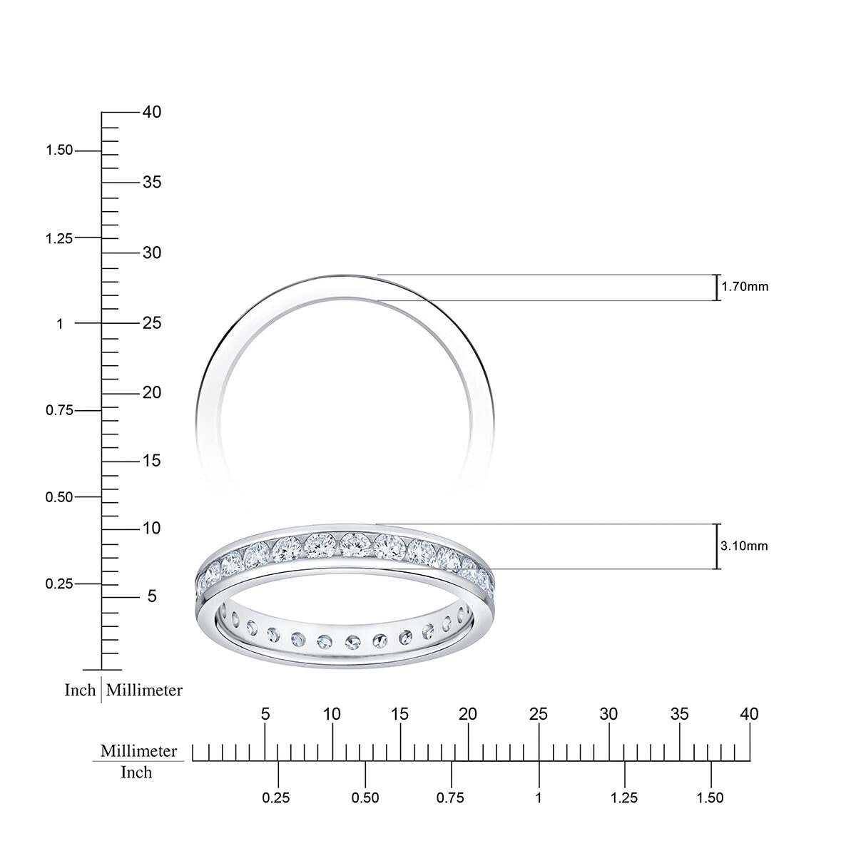 Anillo de Eternidad, 1.00ctw Diamantes, Oro Blanco de 14K Anillo de Eternidad, 1.00ctw Diamantes, Oro Blanco de 14K
