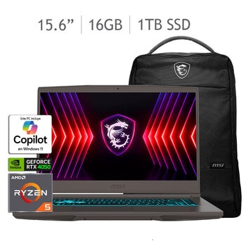 MSI Thin Gaming A15 Laptop 15.6" Full HD AMD Ryzen 5 16GB 512GB SSD + Mochila