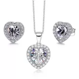 Mayfer, Juego de Aretes y Dije en Forma de Corazón, Color Blanco