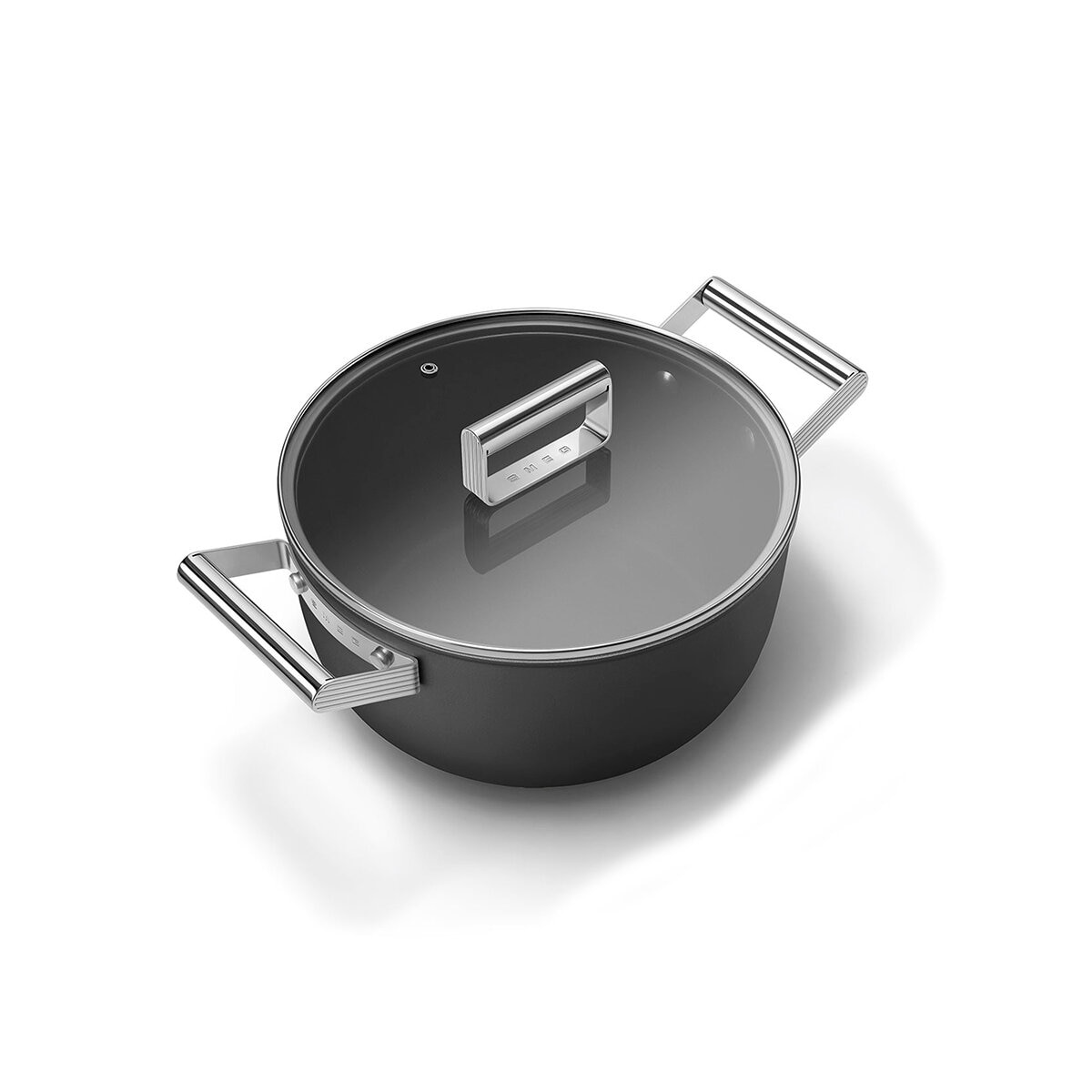 Smeg Olla de 24cm con Tapa de Cristal negro
