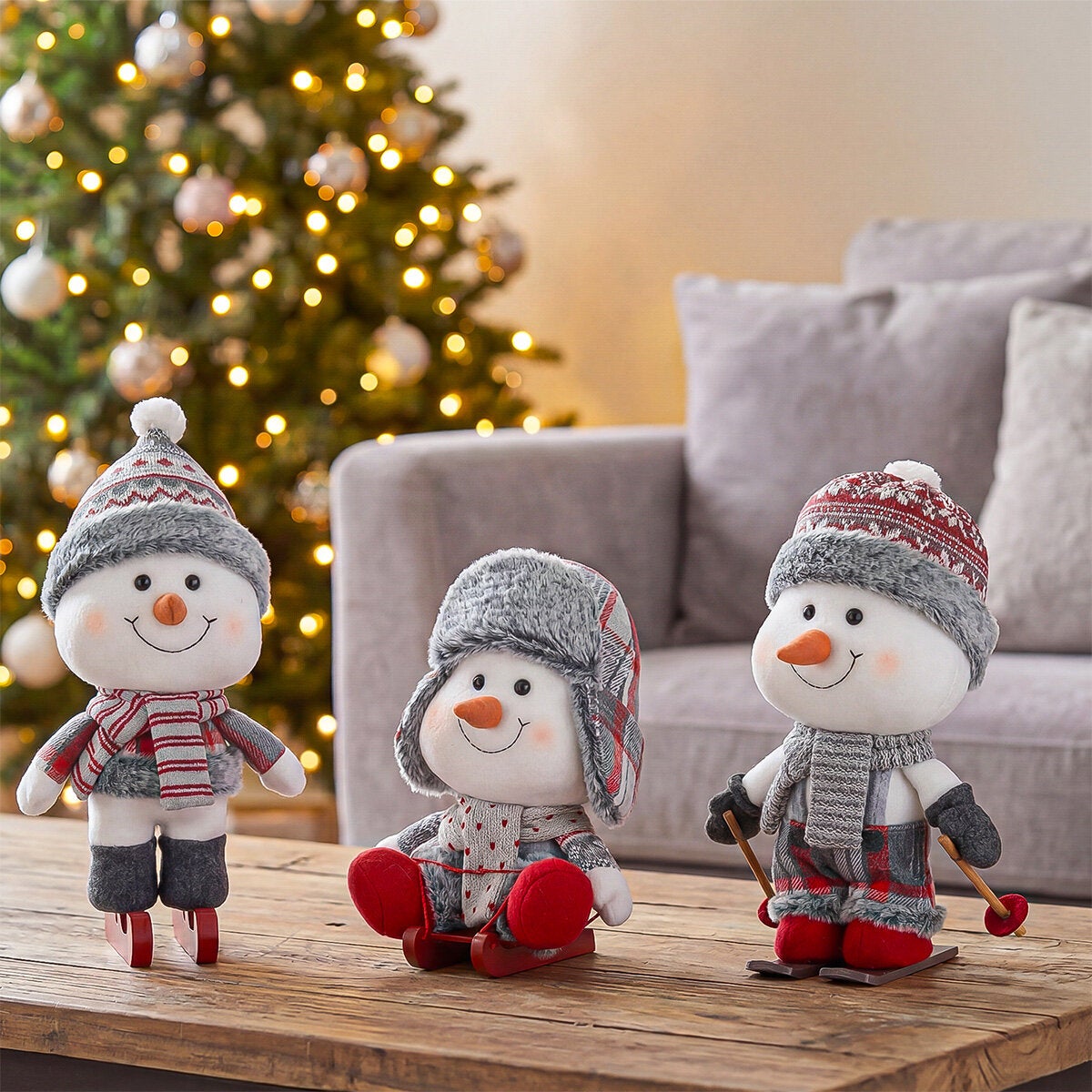Muñecos de Nieve Decorativos, Juego de 3 Pzas.