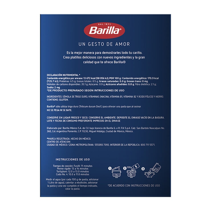 Barilla Surtido de Pastas Cortas 8 pzas de 500 g