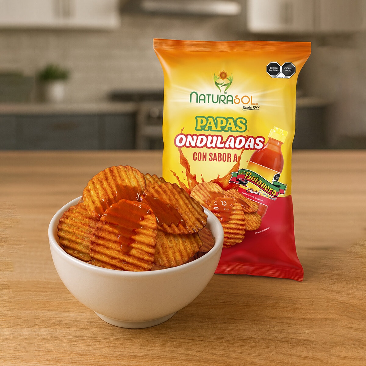Naturasol Papas Onduladas con Sabor a Botanera 500 g Naturasol Papas Onduladas con Sabor a Botanera 500 g