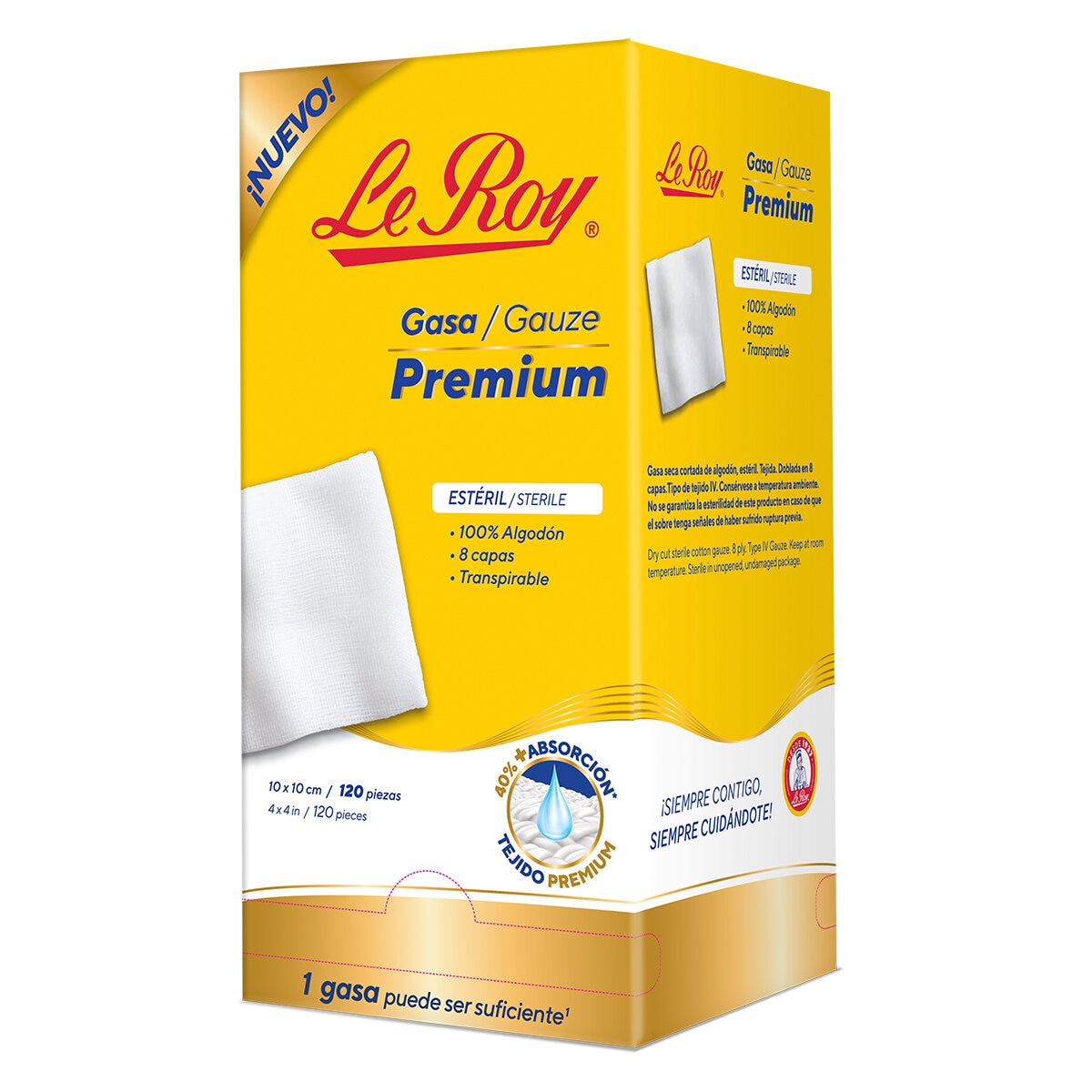 Le Roy Gasa Estéril Premium 120 Piezas