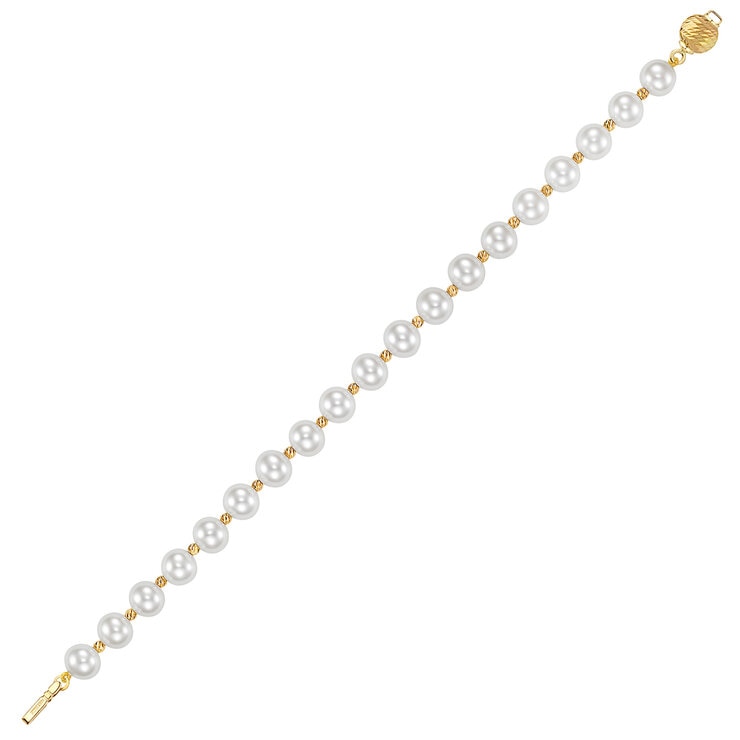 Pulsera de Perlas Cultivadas, Oro Amarillo de 14K, 19.05cm