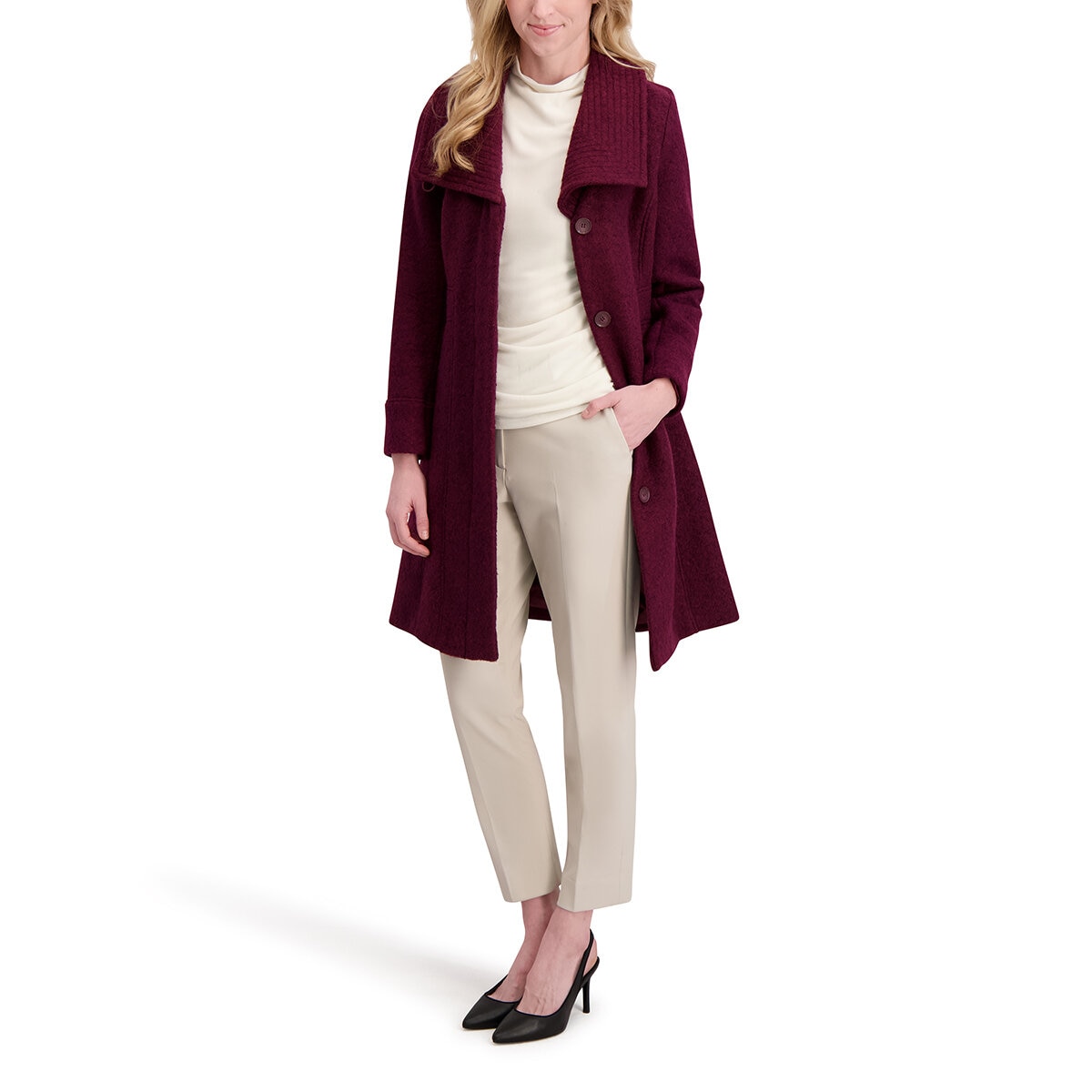 Kenneth Cole Abrigo para Dama Vino Extra Chica
