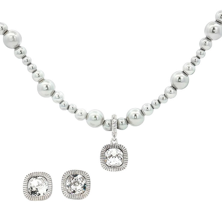 Mayfer, Juego de Collar y Aretes, Plata .925, con Cristal Austríaco Mayfer, Juego de Collar y Aretes, Plata .925, con Cristal Austríaco