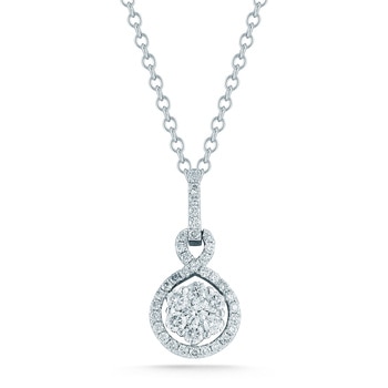 0.49ctw, Collar de Diamantes, Corte Redondo, Oro Blanco de 14kt