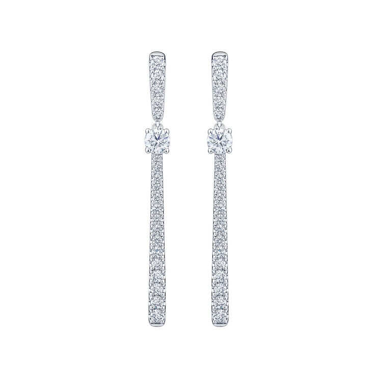 Aretes Colgantes de Diamantes 0.80ctw, en Oro Blanco 14K