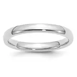 Argolla de matrimonio, 3mm, Comfort Fit, Oro Blanco 14k, Talla 10