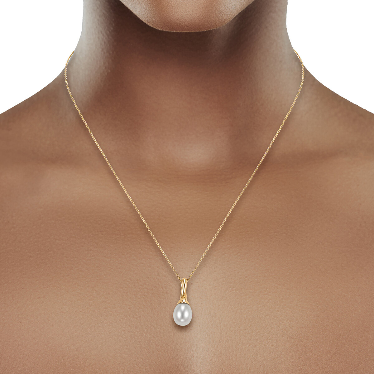 Dije de Perla Cultivada, 9-10mm, Oro Amarillo de 14K