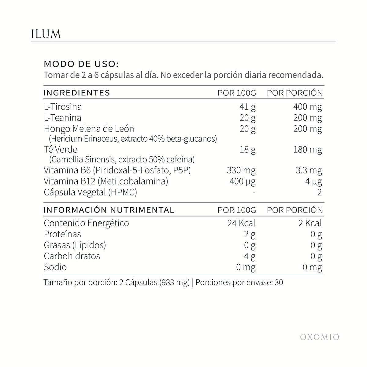 Oxomio Ilum Refill bundle 2 Bolsas de 60 Cápsulas c/u