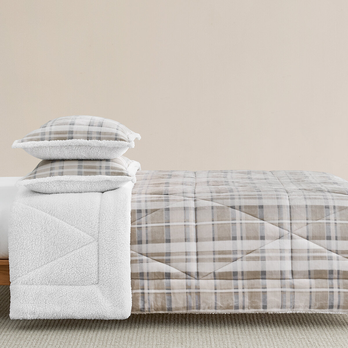 Casual Living, Juego de Edredón King de 3 piezas, Stowe Plaid-Cream