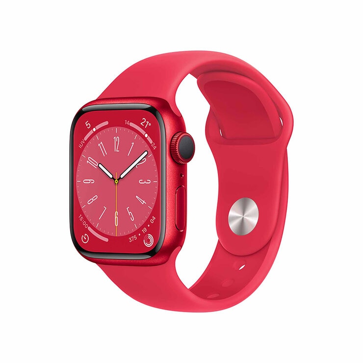 Apple Watch Series 8 (GPS) Caja de aluminio roja 41 mm con correa deportiva roja 