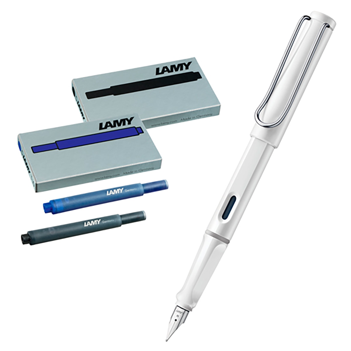 Lamy Safari pluma fuente con cartuchos