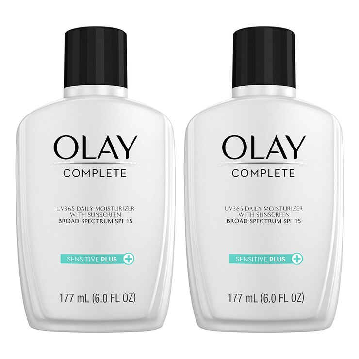 Crema Facial Humectante FPS 15, Olay Complete Sensitive Plus, 2 piezas