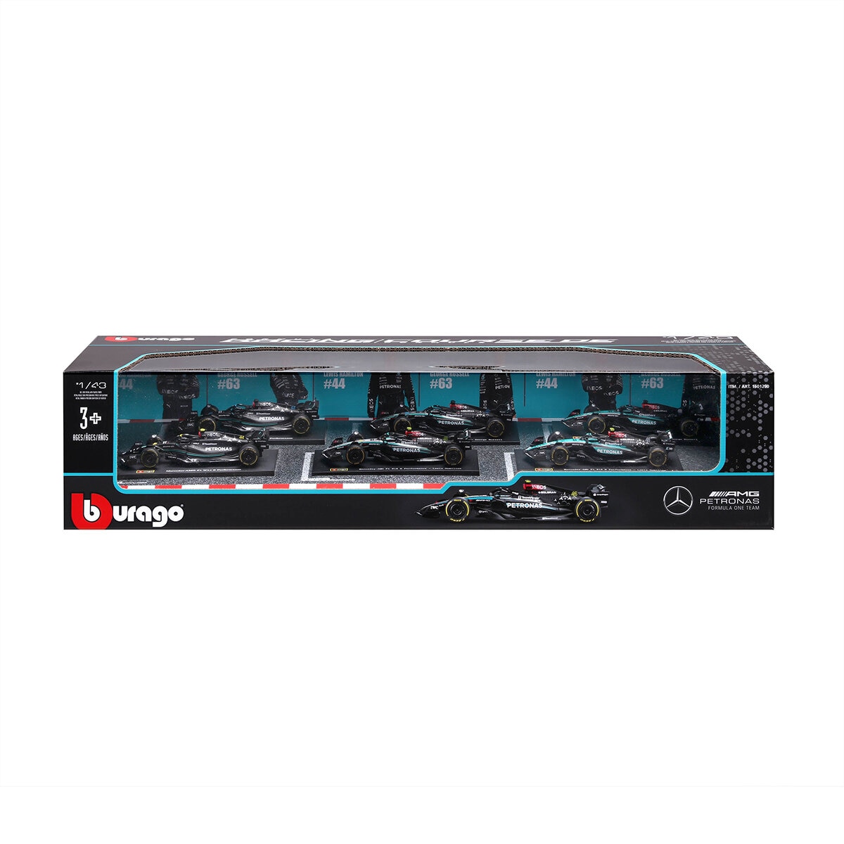 Colección de Autos de Carreras F1 Escala 1:43 Paquete de 6 Pzas. Mercedes AMG Petronas