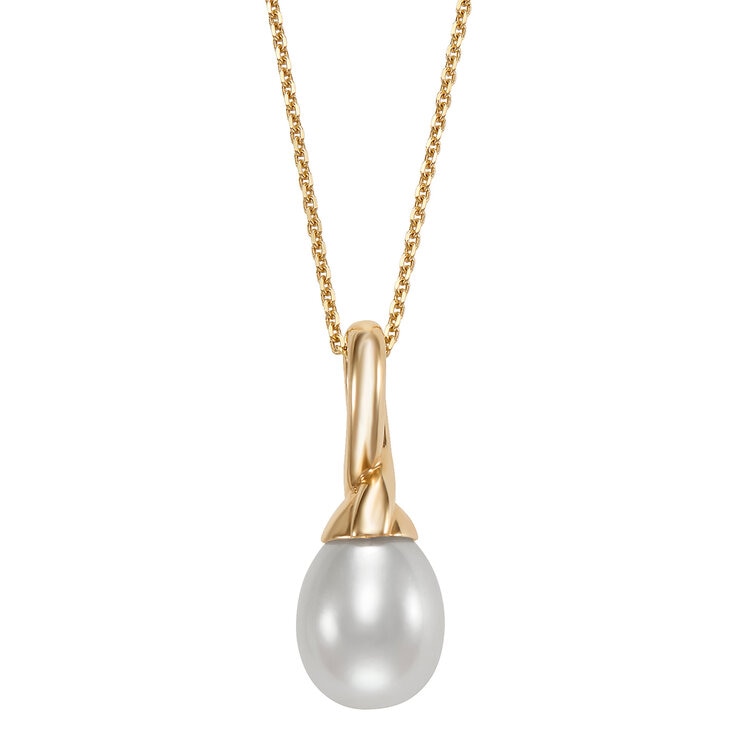 Dije de Perla Cultivada, 9-10mm, Oro Amarillo de 14K