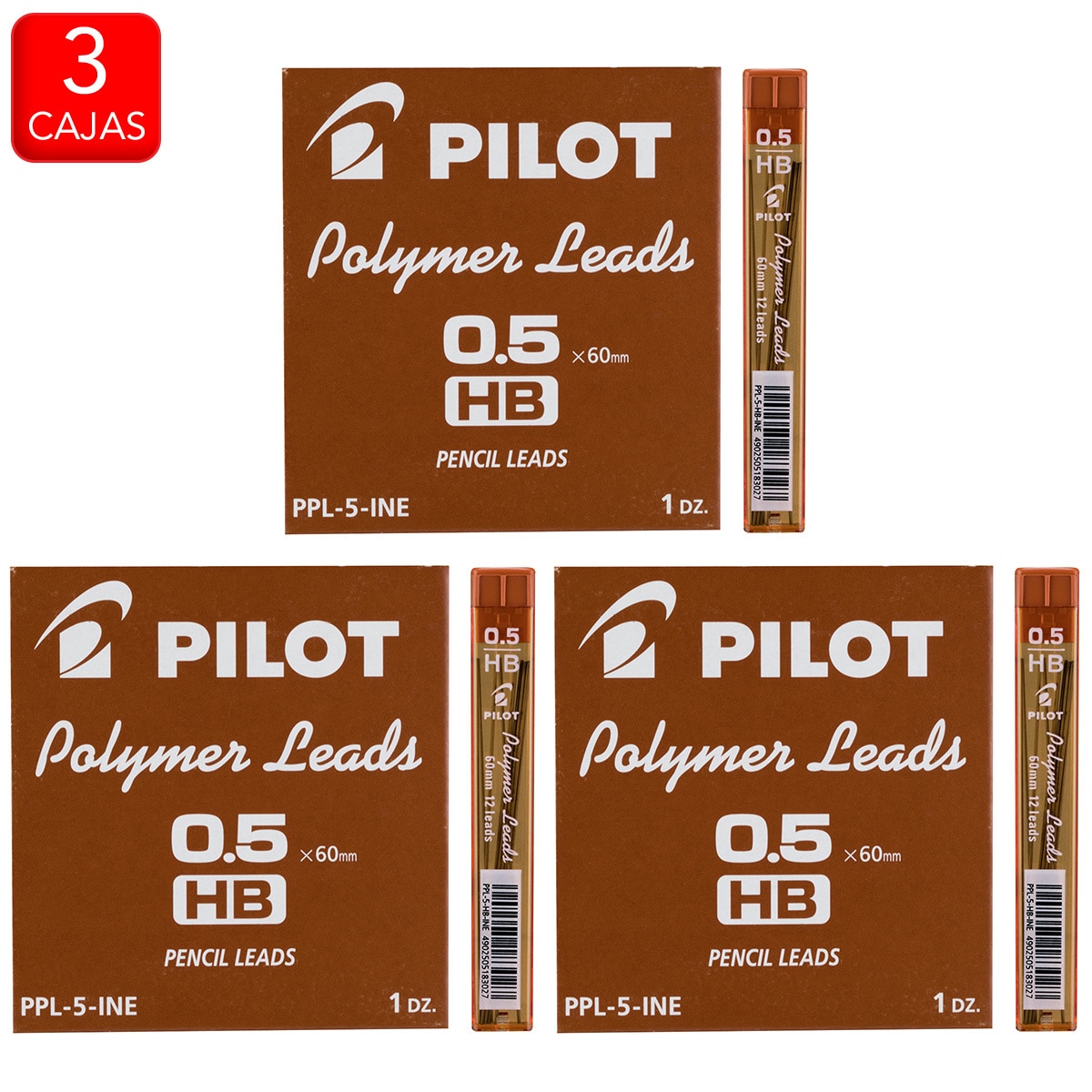 Pilot minas 0.5mm grado HB, 3 cajas Pilot minas 0.5mm grado HB, 3 cajas