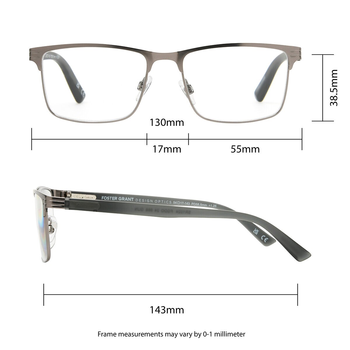 Foster Grant, Lentes de lectura, Dioptría +2.75 para Caballero Foster Grant, Lentes de lectura, Dioptría +2.75 para Caballero