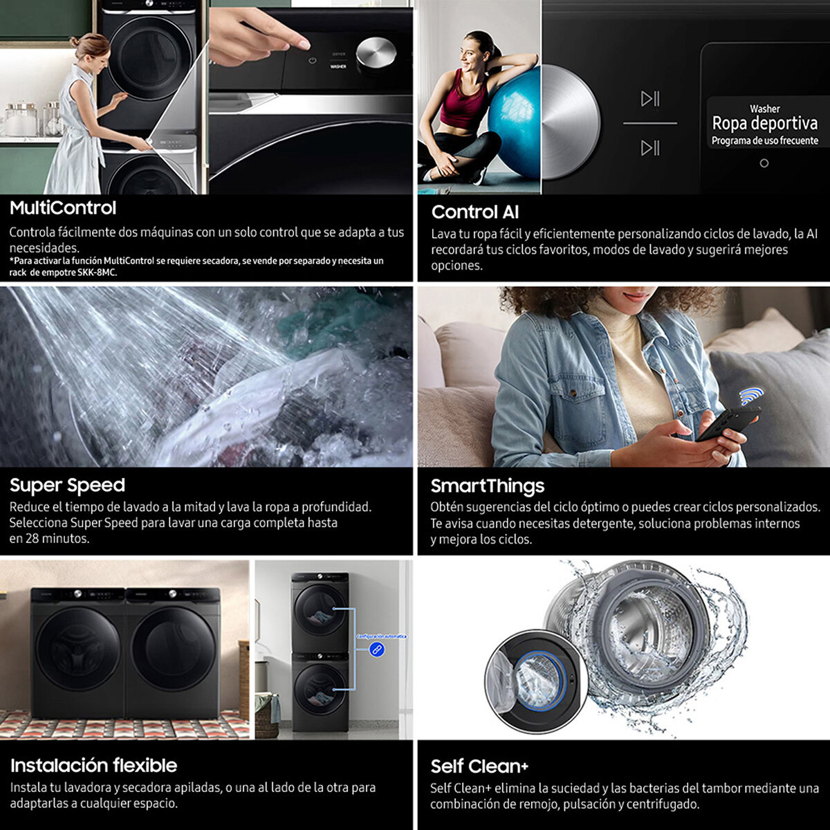 Samsung Lavadora 22Kg con Pedestal