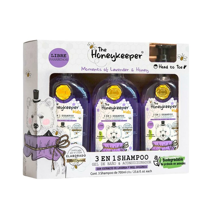 The Honeykeeper Shampoo 3 en 1 con Lavanda 3 pzas de 700 ml
