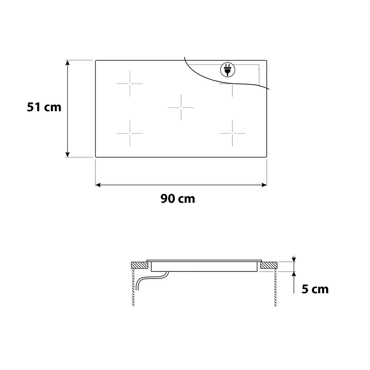 Smeg combo de campana 90 cm + Parrilla eléctrica 5 zonas de cocción 90cm