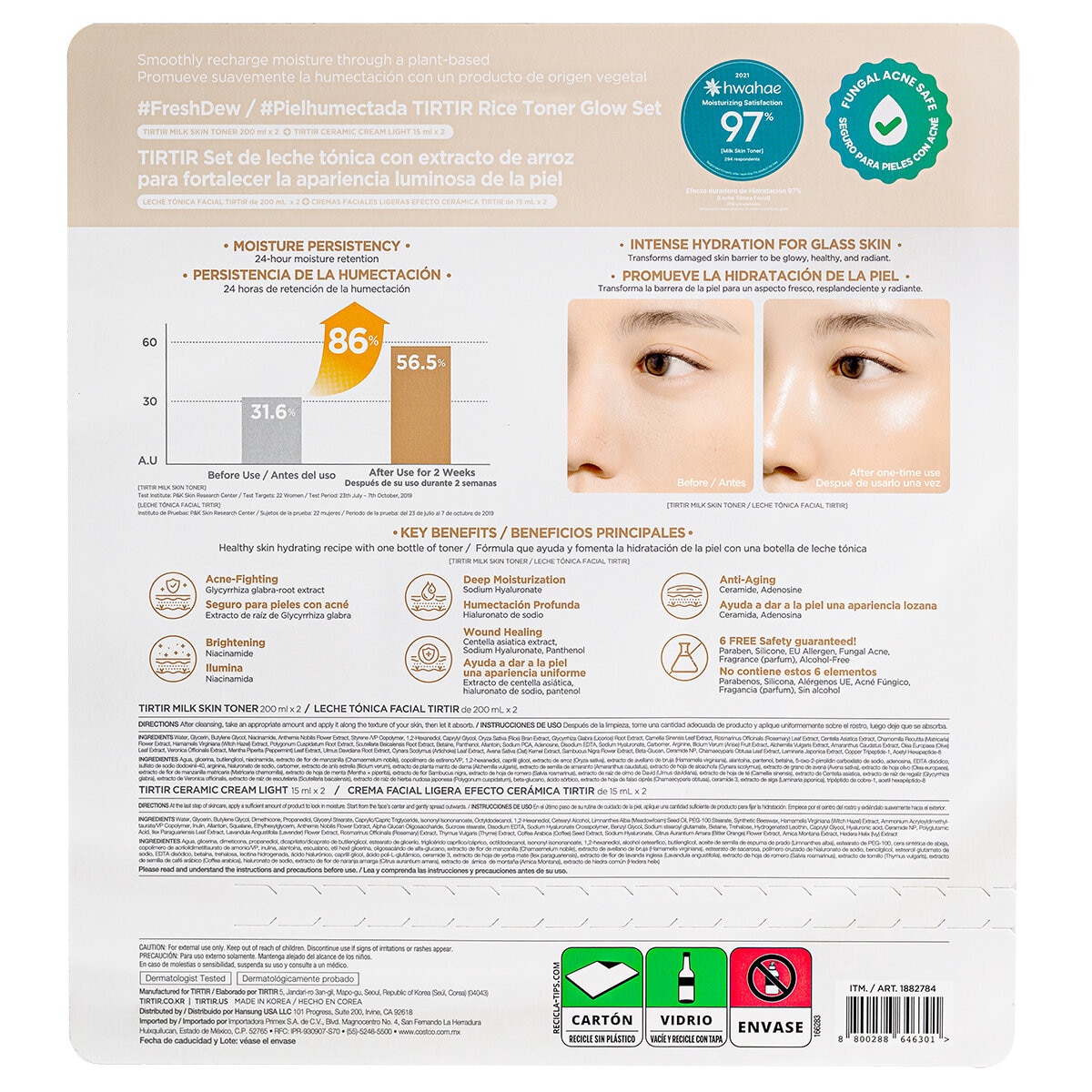 TIRTIR Leche Tónica Facial 4 pzas
