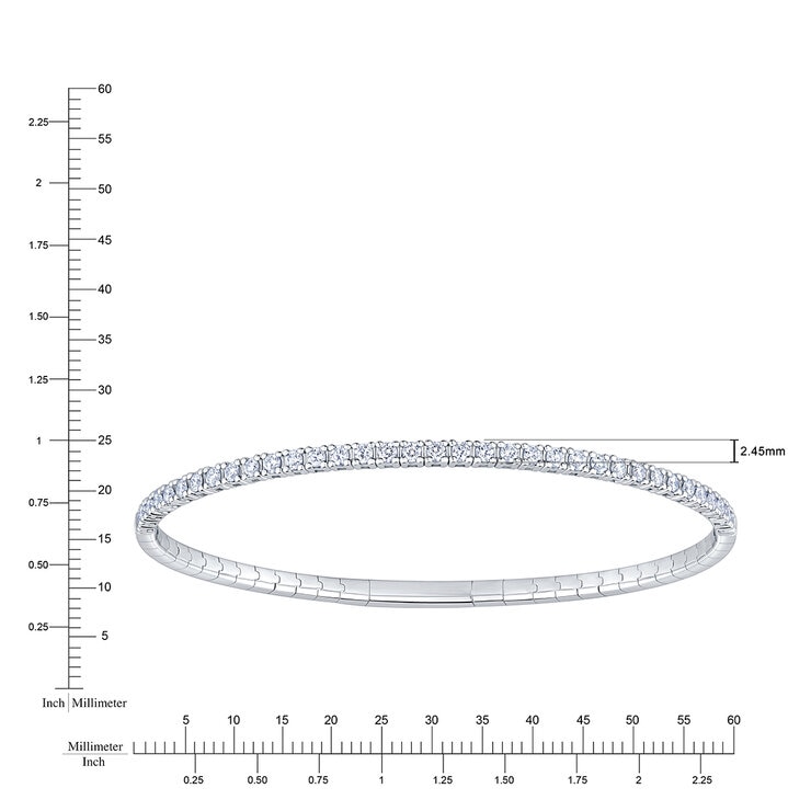 Brazalete Flexible de 14K Oro Blanco, 1.00ctw Diamantes Redondos Brazalete Flexible de 14K Oro Blanco, 1.00ctw Diamantes Redondos