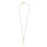 Collar, Cruz y Cadena de Tres Oros de 14K